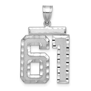 14k White Gold, Varsity Collection, Large D/C Pendant, Number 61